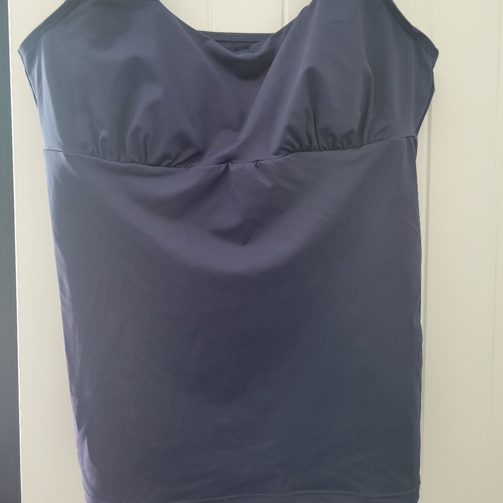 NWOT LANDS END WOMENS SQUARE NECK NAVY TANKINI SIZE 14L